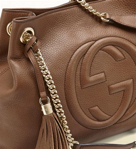 brown gucci tote bag leather|Gucci tote with zipper.